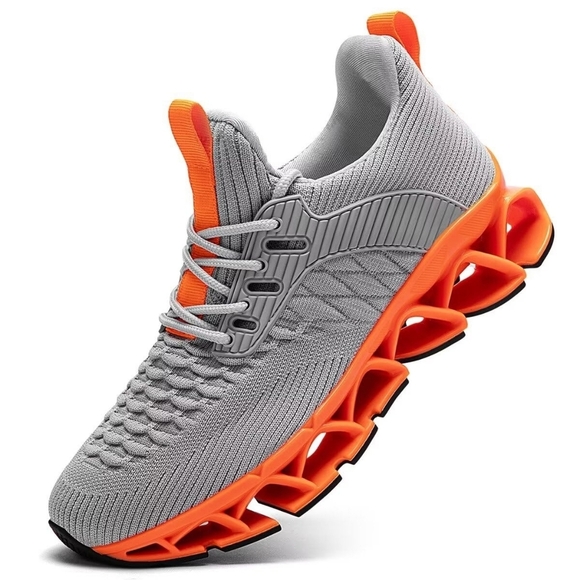 Womens Gray Bright Orange Running Shoes 8 - Picture 2 of 10